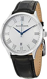 【中古】【輸入品・未使用】Alexander Statesman Triumph Wrist Watch for Men???ブラックレザーステンレススチールアナログスイス腕時計???シルバーホワイトダイヤル日付メ