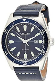 【中古】【輸入品・未使用】Citizen Men's Blue Leather Band Steel Case Eco-Drive Analog Watch AW1591-01L