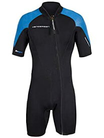【中古】【輸入品・未使用】(Large) - Men's Thermoprene Pro Wetsuit 3mm Front Zip Shorty Black/Blue