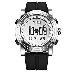 【中古】【輸入品・未使用】SINOBI デジタル腕時計 メンズ スポーツウォッチ アラームストップウォッチ メンズウォッチ S9368G silver case&black band