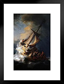 【中古】【輸入品・未使用】ポスター Foundry レンブラント ガリラヤの海の上の嵐の中のキリスト マットフレーム 壁アートプリント 20x26