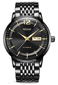 【中古】【輸入品・未使用】Men 's Luminous Automatic Mechanical Watches Ultrathinアナログ表示ビジネス腕時計 40mm ブラック