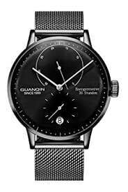 【中古】【輸入品・未使用】シンプルメンズ自動機械式腕時計 超薄型 ステンレススチール メッシュストラップ時計 エネルギー表示 42mm ブラック