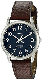 【中古】【輸入品・未使用】Timex メンズ イージーリーダー レザーストラップウォッチ ダークブラウン/シルバートーン/ブルー。