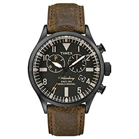 【中古】【輸入品・未使用】Timex オリジナル ウォーターベリー クロノグラフ ブラックダイヤル ブラウンレザー ステンレススチール インディグロライト メンズ腕時計 TW2P6