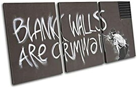 【中古】【輸入品・未使用】Bold Bloc Design - 空白の壁はCriminal Banksy Street トレブルキャンバスアートプリントボックスフレーム入りピクチャーウォールハンギング -