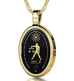 【中古】【輸入品・未使用】NanoStyle Jewelry ゾディアックペンダント てんびん座ネックレス 24Kゴールドでオニキスに刻印 18インチ