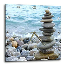 【中古】【輸入品・未使用】3dRose dpp_157790_3 Zen Stone Tower on Pebble Beach Peaceful Harmony スタック シャイニー ラウンド オーシャン シーロック バランス 壁時計