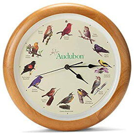 【中古】【輸入品・未使用】Mark Feldstein Audubon 歌う鳥壁掛け時計 オークウッドフレーム 13インチ