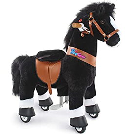 【中古】【輸入品・未使用】PonyCycle 公式クラシックUシリーズ 馬に乗るおもちゃ ぬいぐるみ ウォーキングアニマル 黒馬 Sサイズ 3~5歳 U326