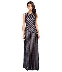 【中古】【輸入品・未使用】Donna MorganレディースGigi Striped Sequin Gown カラー: ブルー