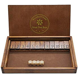 【中古】【輸入品・未使用】Juegoal Shut The Box 木製ボードダイスゲーム 数字12個と蓋付き 子供 大人 家族 2人以上