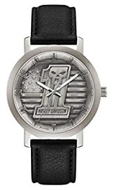 【中古】【輸入品・未使用】ハーレーダビッドソン メンズ #1 スカル スター&ストライプ 腕時計 レザーストラップ付き 76A163