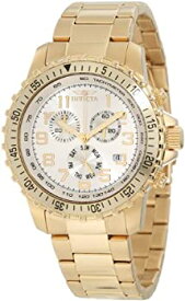 【中古】【輸入品・未使用】Invicta Men's 11369 Specialty Pilot Design Chronograph Silver Dial 18k Gold Ion-Plated Stainless Steel Watch