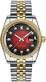 【中古】【輸入品・未使用】Carlienメンズダイヤモンド付きベゼル自動機械腕時計 40mm Silver Gold&Red