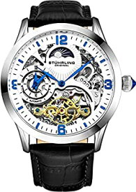 【中古】【輸入品・未使用】Stuhrling オリジナル自動腕時計 メンズ スケルトンウォッチ ダイヤル デュアルタイム AM/PM サンムーン レザーバンド 571 メンズウォッチシリー