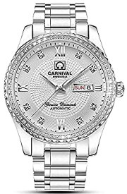 【中古】【輸入品・未使用】CARNIVALカーニバル） 腕時計 自動巻き 防水 夜光 ダイヤ装飾 メンズ 白色