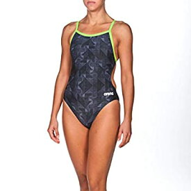 【中古】【輸入品・未使用】arena Women's Mast Origami MaxLife Thin Strap Open Racer Back Onepiece Swimsuit%カンマ% Black/Leaf%カンマ% Size 26