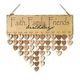 【中古】【輸入品・未使用】Rosenice Family Friends Woodenカレンダーボード誕生日ギフト友人DIYホームパーティー装飾用( 1?Plaque、1ロープ、50ハート木製スライス)