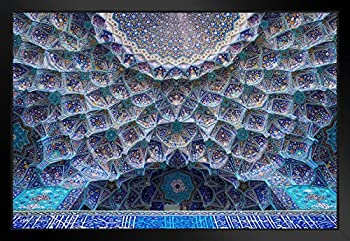 【輸入品・未使用】イスラムパターンとモザイクIWAN Emam Mosqueのエントランス。 26x20 inches ブラック 353699