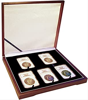 【輸入品・未使用】Display box for five NGC/PCGS/Premier/Lil Bear Elite Coin Slab Mahogany Matte Finish
