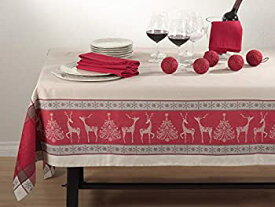 【中古】【輸入品・未使用】Northern Reindeer Holiday Design Jacquard Tablecloth%カンマ% Red/taupe%カンマ% 72-inch Square%カンマ% One Piece by Northern Reindeer