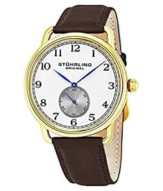 【中古】【輸入品・未使用】Stuhrling オリジナル クラシック ドレス腕時計 メンズ スイス製アナログ ステンレススチール クォーツ腕時計 本革ベルト ブラウン/ゴールド