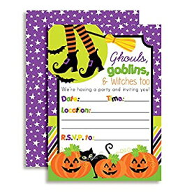【中古】【輸入品・未使用】Ghouls%カンマ% Goblins and Witches Halloween Party Invitations%カンマ% Ten 13cm x 18cm Fill In Cards with 10 White Envelopes by AmandaCreatio