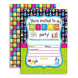 【中古】【輸入品・未使用】Science Themed Birthday Party Fill in Invitations set of 10 with envelopes