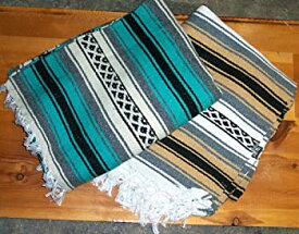 【中古】【輸入品・未使用】Large Authentic Mexican Falsa Blanket ThrowヨガマットReddishフクシア/ホワイト