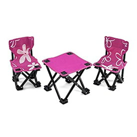 【中古】【輸入品・未使用】18 Inch Doll Accessories | Awesome Pink and White Flowered Armless Camping Sports Chairs and Table Set%カンマ% includes