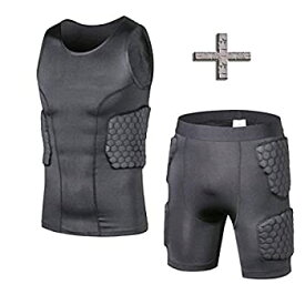 【中古】【輸入品・未使用】(Large%カンマ% black padded suit) - TUOY Padded Compression Shorts Padded Vest Padded Shorts Rib Hip And Thigh Protector For Football Pain