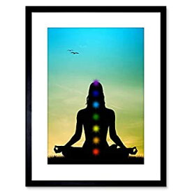 【中古】【輸入品・未使用】Painting Illustration Buddhist Lotusチャクラ瞑想Framed Print f97?X 4661 9 x 7 inc - 23 x 18 cm ブラック F97X4661_Black