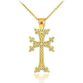 【中古】【輸入品・未使用】FDJ 宗教ジュエリー 上品 14Kイエローゴールド アルメニア十字架ペンダントネックレス ゴールド