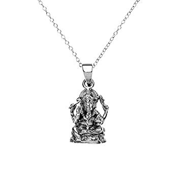 81stgeneration Sterling silver 925 Ganesh Hindu elephant god pendant necklace