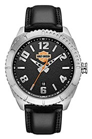 【中古】【輸入品・未使用】ハーレーダビッドソン メンズ B&S グレインレザー&ステンレススチール腕時計 76B181