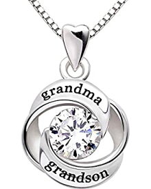 【中古】【輸入品・未使用】ALOV Jewellery Sterling Silver grandma and grandson Love Heart Cubic Zirconia Pendant Necklace by ALOV Sterling Silver