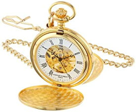【中古】【輸入品・未使用】Charles-Hubert- Paris Brass Gold-Plated Mechanical Double Cover Pocket Watch #3575-G