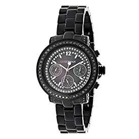 【中古】【輸入品・未使用】Luxurman Watches : Ladiesブラックダイヤモンド腕時計2.15?CT