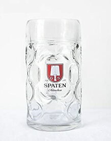 【中古】【輸入品・未使用】1リットル Spaten ロゴ ディンプルガラスビールジョッキ