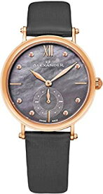 【中古】【輸入品・未使用】Alexander Monarch Roxanaブラック母のパールLarge FaceステンレススチールメッキローズゴールドWatch for Women???スイスクォーツグレーサテン