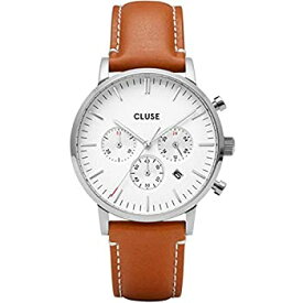 【中古】【輸入品・未使用】CLUSE クルース 国内正規品 アヴィスクロノ レザー シルバー ホワイト/ライトブラウン メンズ 腕時計 時計
