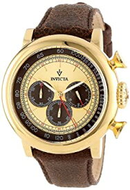 【中古】【輸入品・未使用】Invicta Men's 13058 Vintage Gold-Tone Stainless Steel Watch with Distressed Leather Band