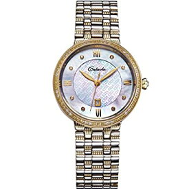 【中古】【輸入品・未使用】CALUOLA Quartz Watches for Womenダイヤモンド日付光ファッションゴールド腕時計ca1172l CA1172-YG-white