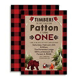 【中古】【輸入品・未使用】Lumberjack 1st Birthday Custom & Personalised Party Invitations%カンマ% Twenty 5 X 7 Cards Including 20 White Envelopes by AmandaCreation