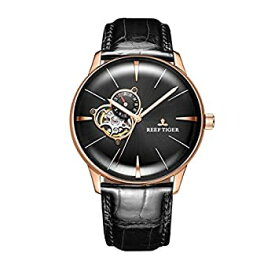 【中古】【輸入品・未使用】Reef Tiger 贅沢な ピンクゴールド 男性腕時計 凸面鏡 自動巻き ウォッチ RGA8239