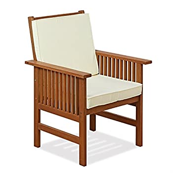 【輸入品・未使用】Furinno FG17318 Tioman Outdoor Hardwood Patio Furniture Mediterranean Armchair with Cushion%ｶﾝﾏ% 1 Arm Chair%ｶﾝﾏ% Natural 141［並行輸入のサムネイル