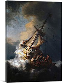 【中古】【輸入品・未使用】ARTCANVAS ガリラヤ海岸の嵐 1633 キャンバスアートプリント レンブラント・ヴァン・ライン - 40インチ x 26インチ (深さ1.5インチ)