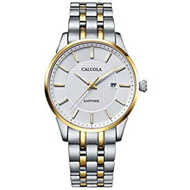 【中古】【輸入品・未使用】CALUOLAビジネス時計ファッションクォーツレザーストラップ腕時計メンズカジュアル腕時計ca1215 CA1215-YG-white