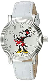 【中古】【輸入品・未使用】Disney Minnie Mouse Women's Silver Vintage Alloy Watch%カンマ% White Leather Strap%カンマ% W002759